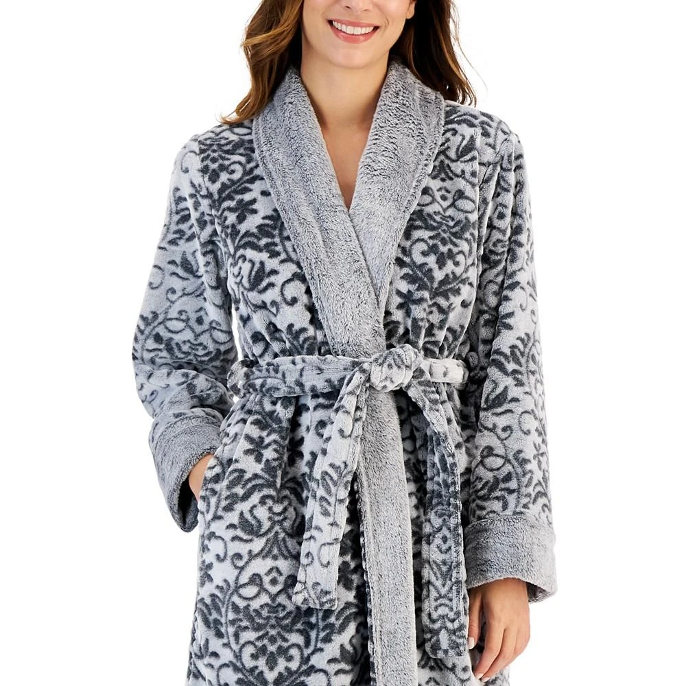 商品Charter Club|Women's Plush Long Floral Scroll Wrap Robe, Created for Macy's,价格¥180,第3张图片详细描述