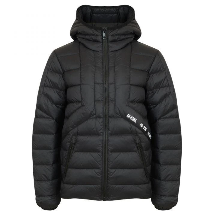 商品Diesel|Black Fixed Hood Puffer Jacket,价格¥624,第1张图片