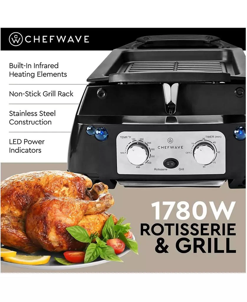 商品ChefWave|Sosaku Smokeless Infrared Rotisserie Indoor Tabletop Grill,价格¥1716,第5张图片详细描述