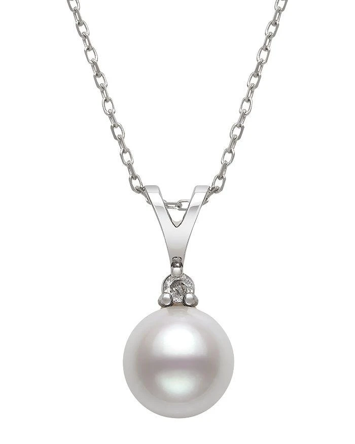 商品Bloomingdale's|Diamond & Cultured Freshwater Pearl Pendant Necklace in 14K White Gold, 16",价格¥3023,第1张图片详细描述