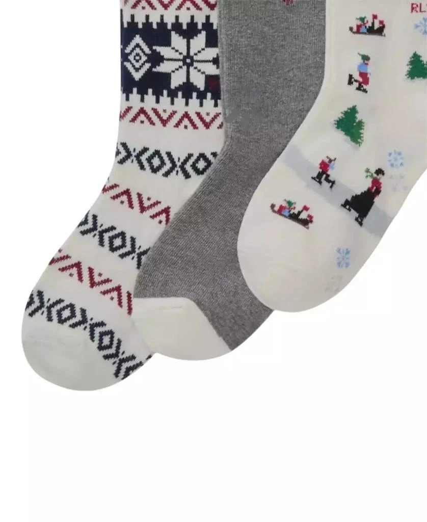 商品Ralph Lauren|Little and Big Girls 3-Pack Holiday Ice Skater Scenic Socks,价格¥148,第2张图片详细描述