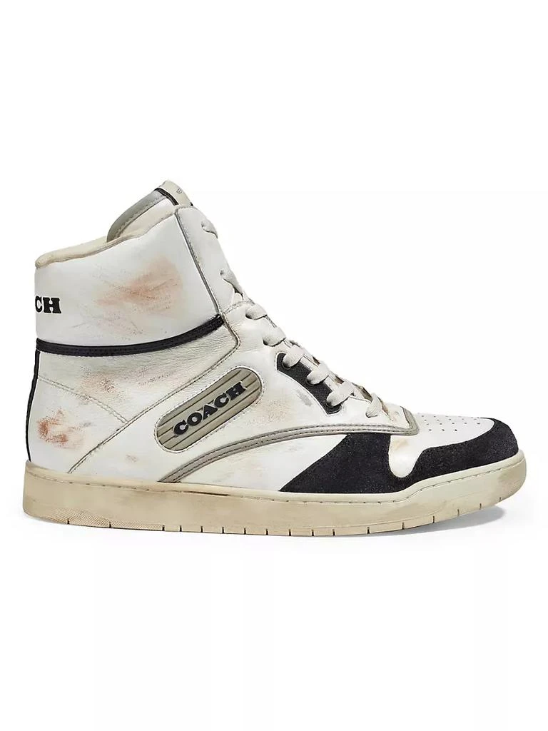 商品Coach|Distressed Leather High-Top Sneakers,价格¥1417,第1张图片