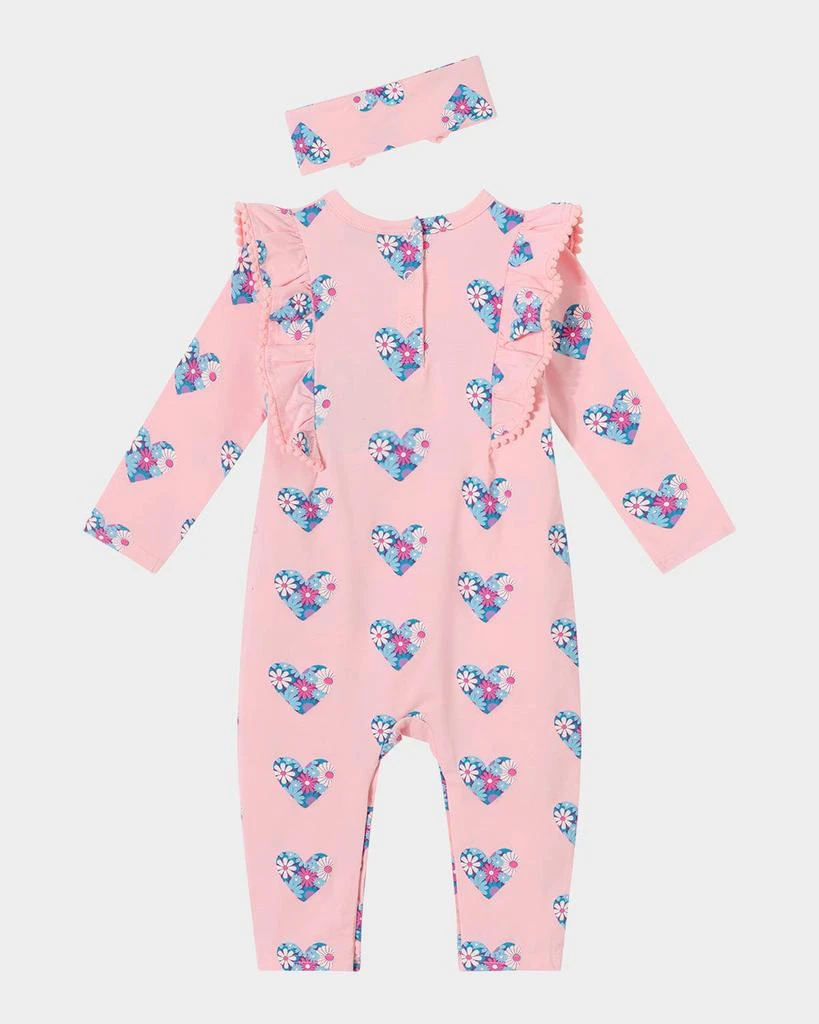 商品Andy & Evan|Girl's Heart-Print Coverall W/ Headband, Size Newborn-24M,价格¥343,第3张图片详细描述