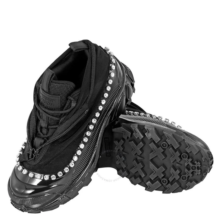 商品Burberry|Black Crystal Detail Mesh Nylon And Suede Arthur Low-top Sneakers,价格¥1892,第2张图片详细描述