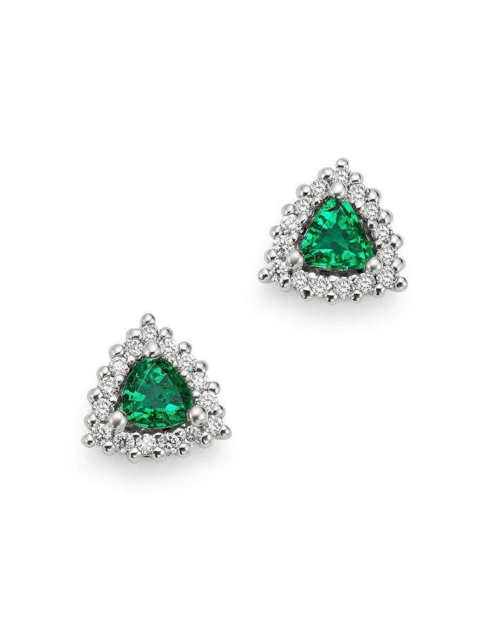 商品Bloomingdale's|Trilliant-Cut Emerald & Diamond Stud Earrings in 14K White Gold - Exclusive,价格¥17192,第1张图片