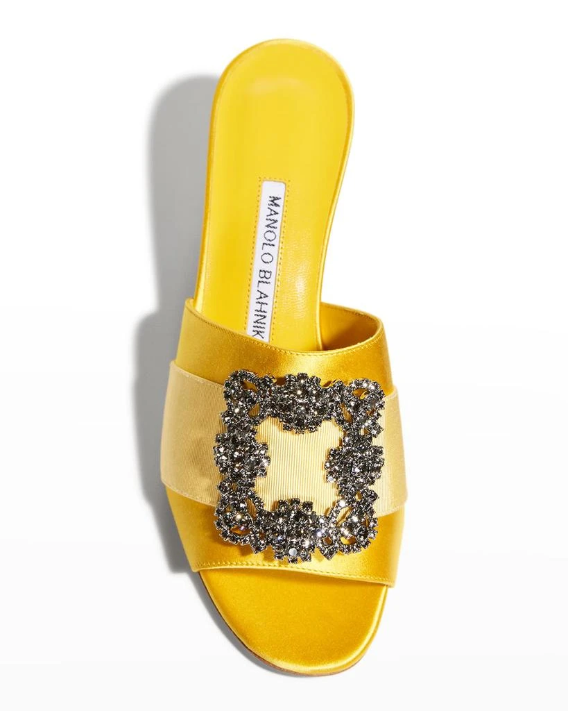 商品Manolo Blahnik|Martanew 50mm Satin Slide Sandals with Crystal Buckle,价格¥8447,第5张图片详细描述