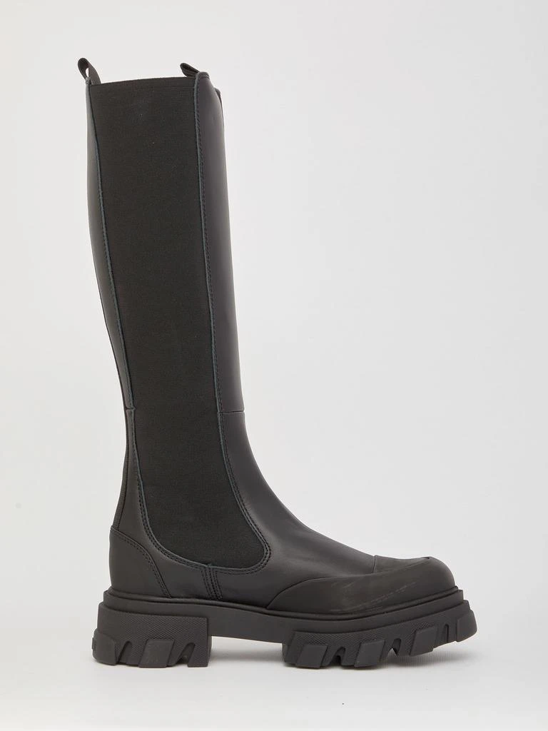 商品Ganni|Black leather high-boots,价格¥2576,第3张图片详细描述