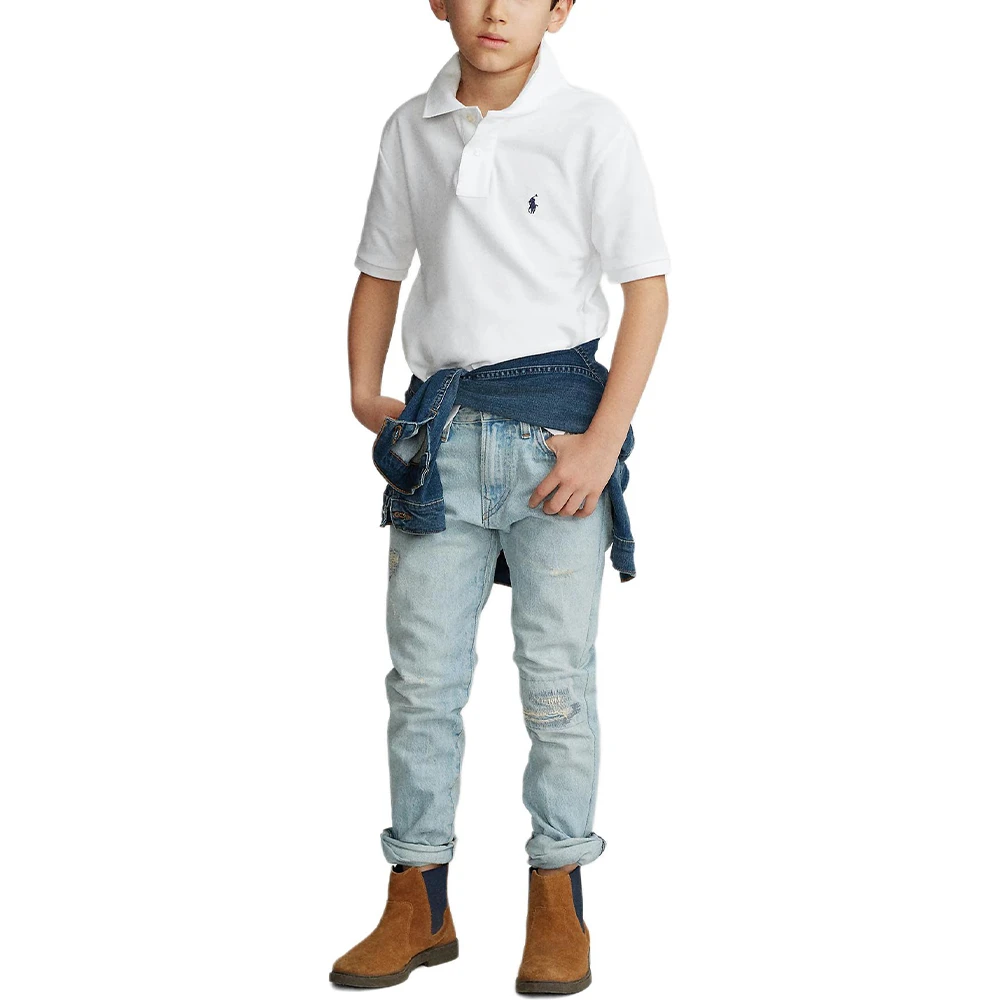 商品[国内直发] Ralph Lauren|SS23 Logo纯色刺绣套头短袖Polo衫 童款 白色,价格¥489,第4张图片详细描述
