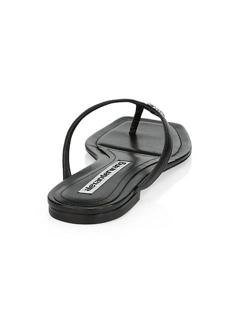 商品Alexander Wang|Ivy Rhinestone Logo Leather Thong Sandals,价格¥1029,第3张图片详细描述