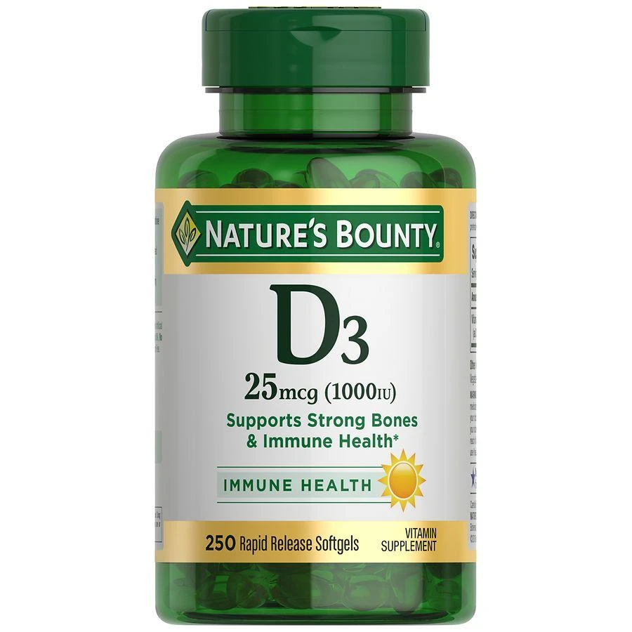 商品Nature's Bounty|Vitamin D3 Rapid Release Softgels, 1000 IU,价格¥133,第1张图片