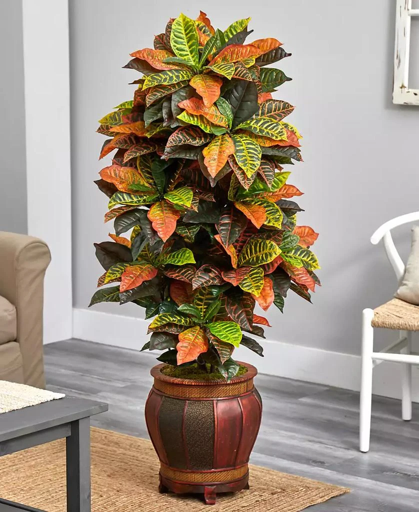 商品NEARLY NATURAL|5.5' Croton Artificial Plant in Decorative Planter - Real Touch,价格¥2485,第2张图片详细描述