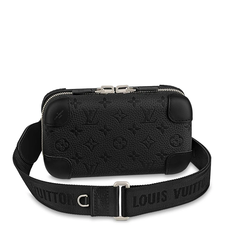 预售10天 Louis Vuitton/路易威登 22春夏新款HORIZON CLUTCH系列 男士黑色老花压印牛皮革银扣拉链开合单肩斜跨盒子包M20439 商品