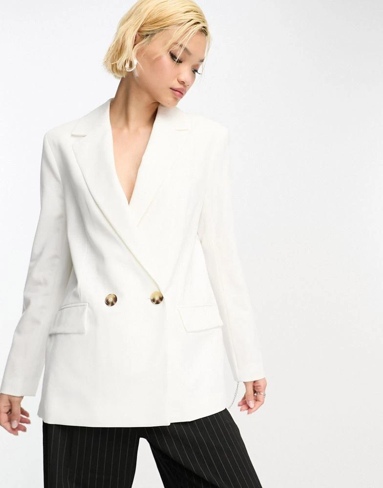 商品Bershka|Bershka oversized blazer in white,价格¥179,第1张图片