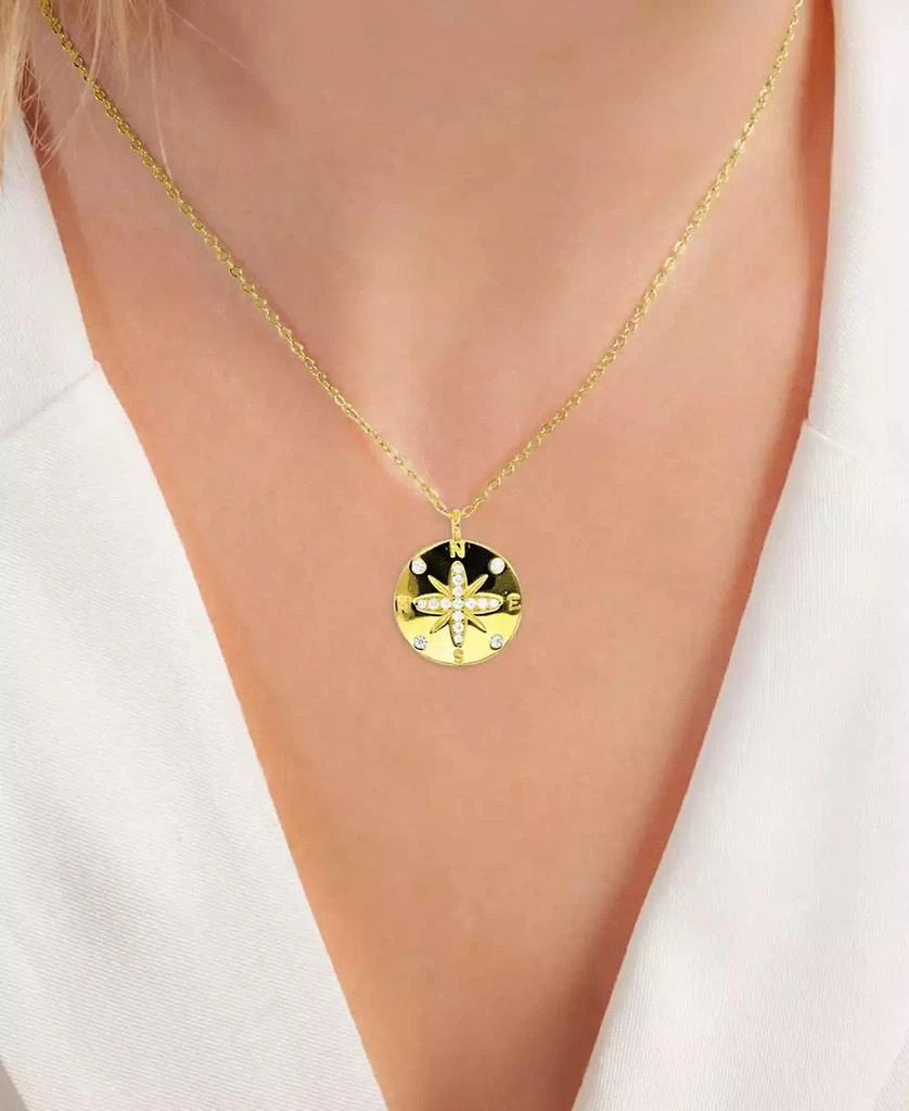 商品Macy's|Cubic Zirconia Sand Dollar Pendant Necklace in 14k Gold-Plated Sterling Silver, 18" +2" extender,价格¥216,第2张图片详细描述