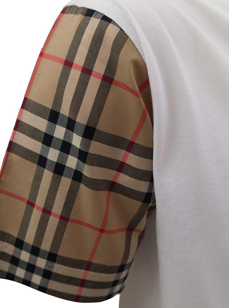Burberry White Cotton T-shirt With Vintage Check Sleeves商品第3张图片规格展示