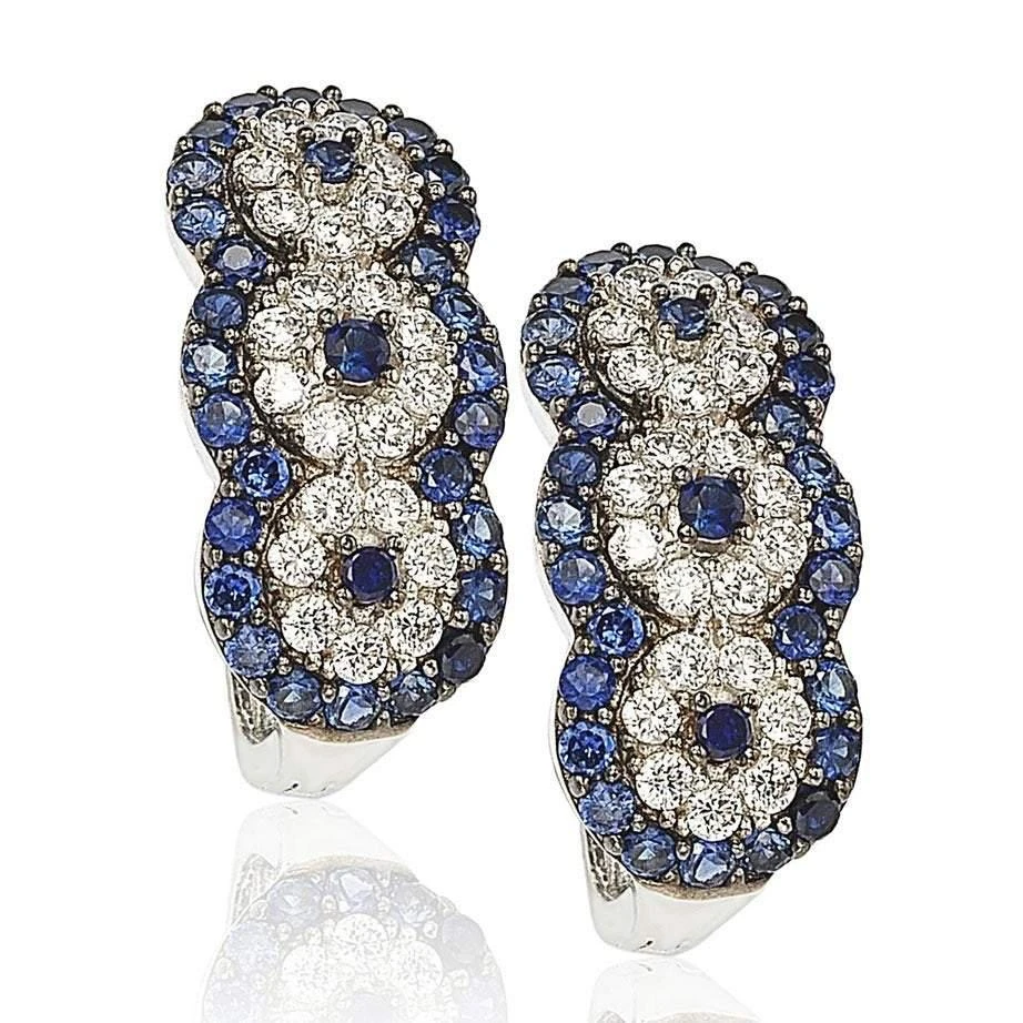 商品Suzy Levian|Sapphire and Diamond in Sterling Silver Earrings,价格¥3448,第1张图片