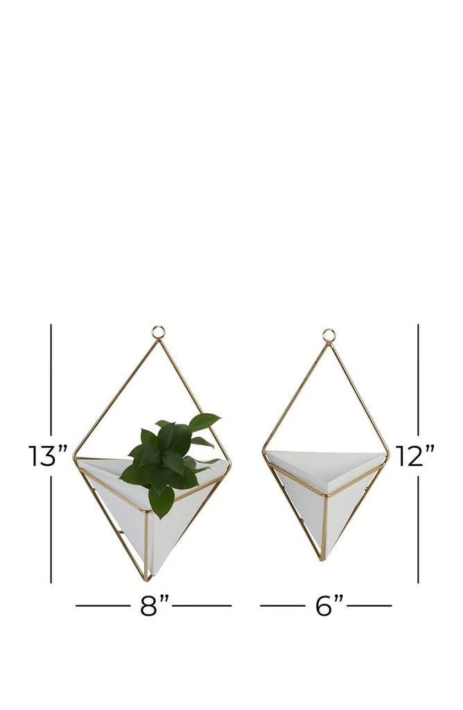 商品COSMO BY COSMOPOLITAN|White Metal Indoor & Outdoor Triangle Geometric Wall Planter - Set of 2,价格¥487,第2张图片详细描述