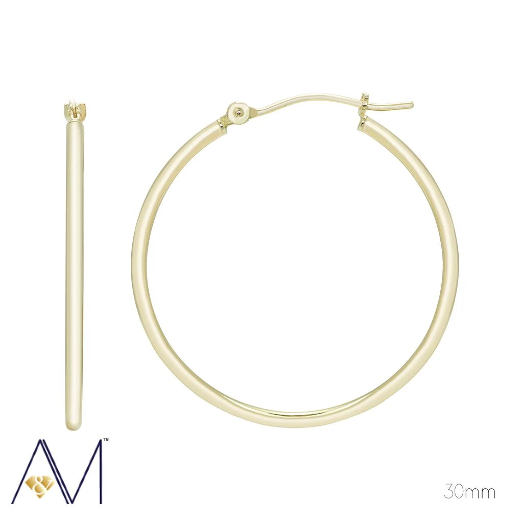 商品A&M|14k Gold Lightweight 2mm Hoop Earrings,价格¥477,第2张图片详细描述