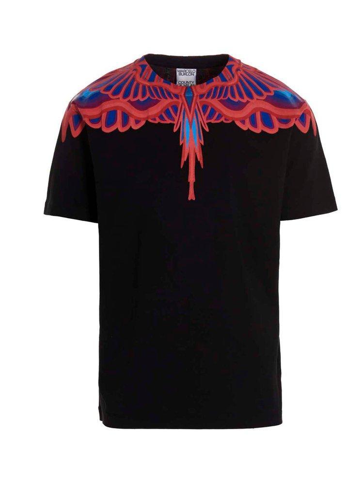 商品Marcelo Burlon|Marcelo Burlon County Of Milan Curved Wings T-Shirt,价格¥1409,第1张图片