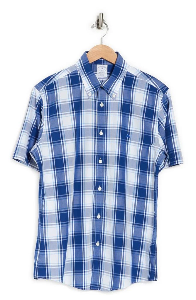 商品Brooks Brothers|Plaid Print Short Sleeve Regent Fit Shirt,价格¥194,第3张图片详细描述