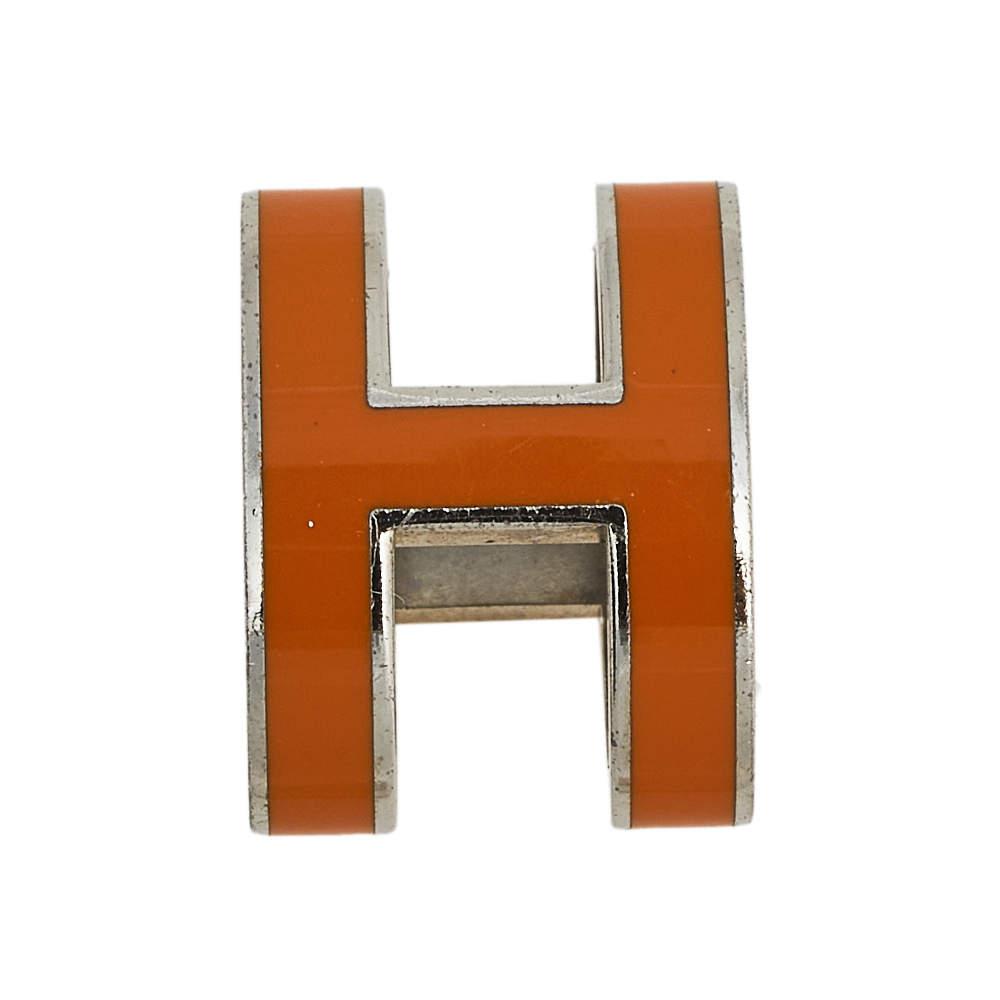 Hermes Pop H Palladium Plated Orange Lacquer Pendant商品第1张图片规格展示