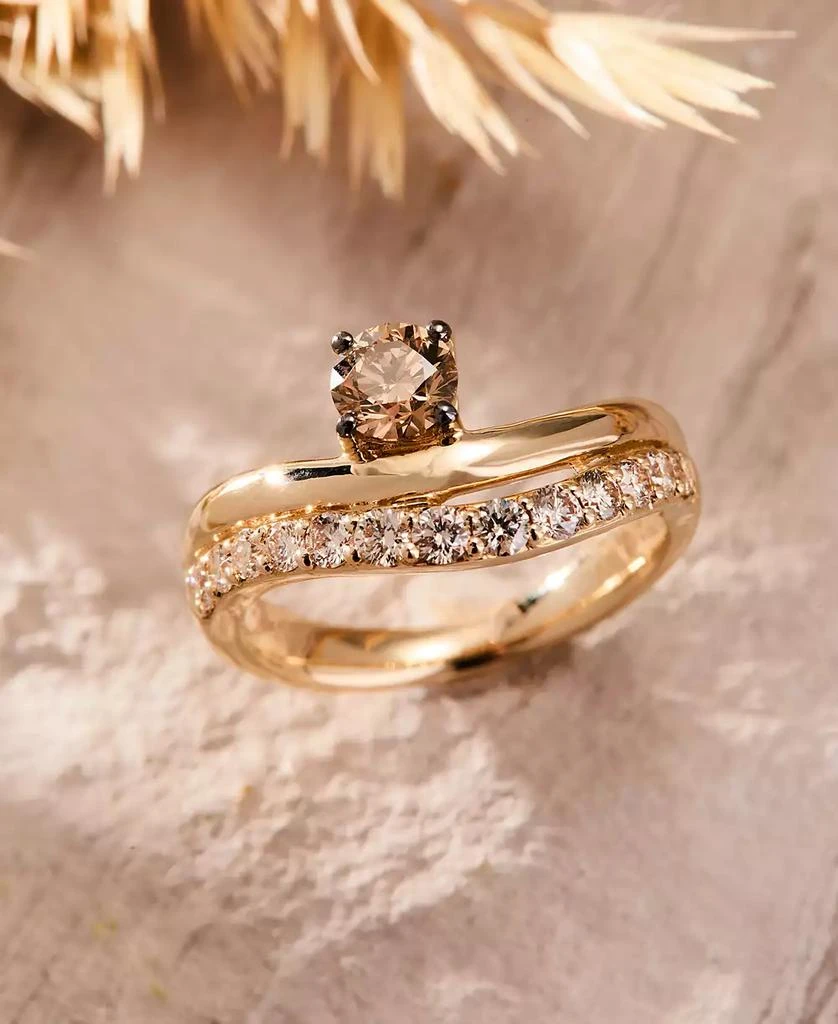 商品Le Vian|Chocolate Diamond & Nude Diamond (1-1/2 ct. t.w.) Double-Row Ring in 14k Yellow Gold,价格¥17499,第4张图片详细描述