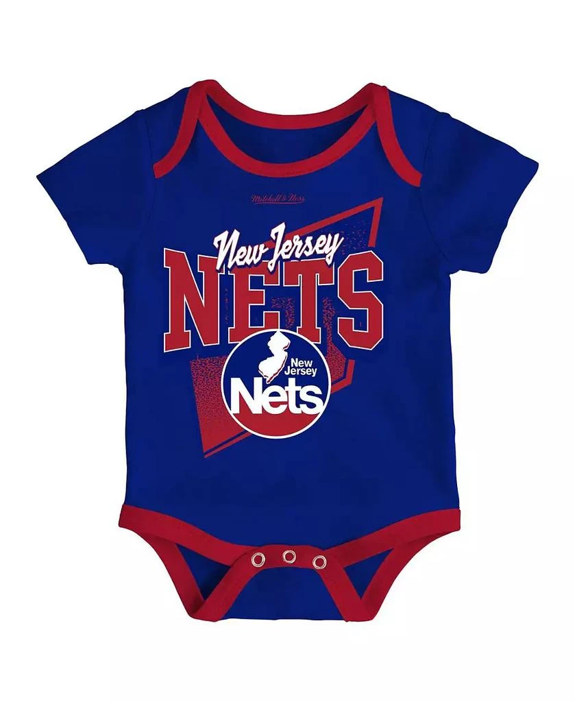 商品Mitchell & Ness|Newborn and Infant Boys and Girls Blue, Red New Jersey Nets 3-Piece Hardwood Classics Bodysuits and Cuffed Knit Hat Set,价格¥299,第3张图片详细描述