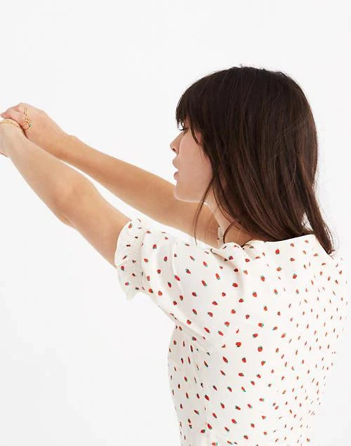 商品Madewell|Silk Clover Button-Front Dress in Fresh Strawberries,价格¥476,第3张图片详细描述