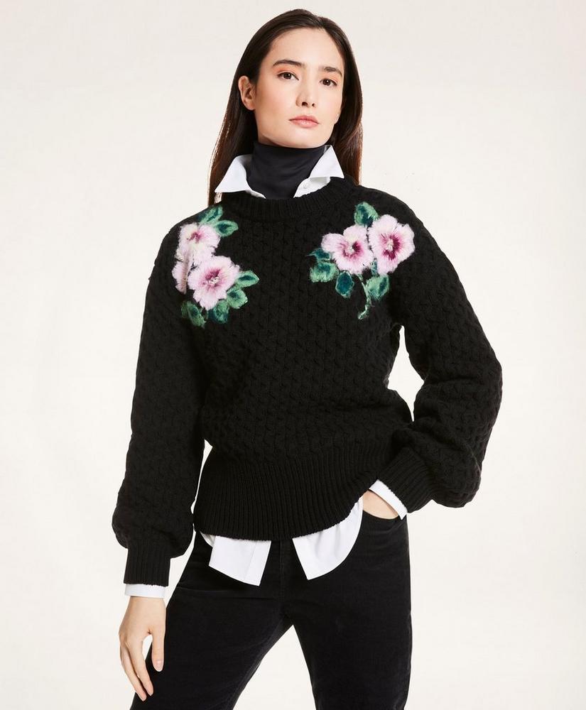 Wool Blend Floral Sweater商品第1张图片规格展示