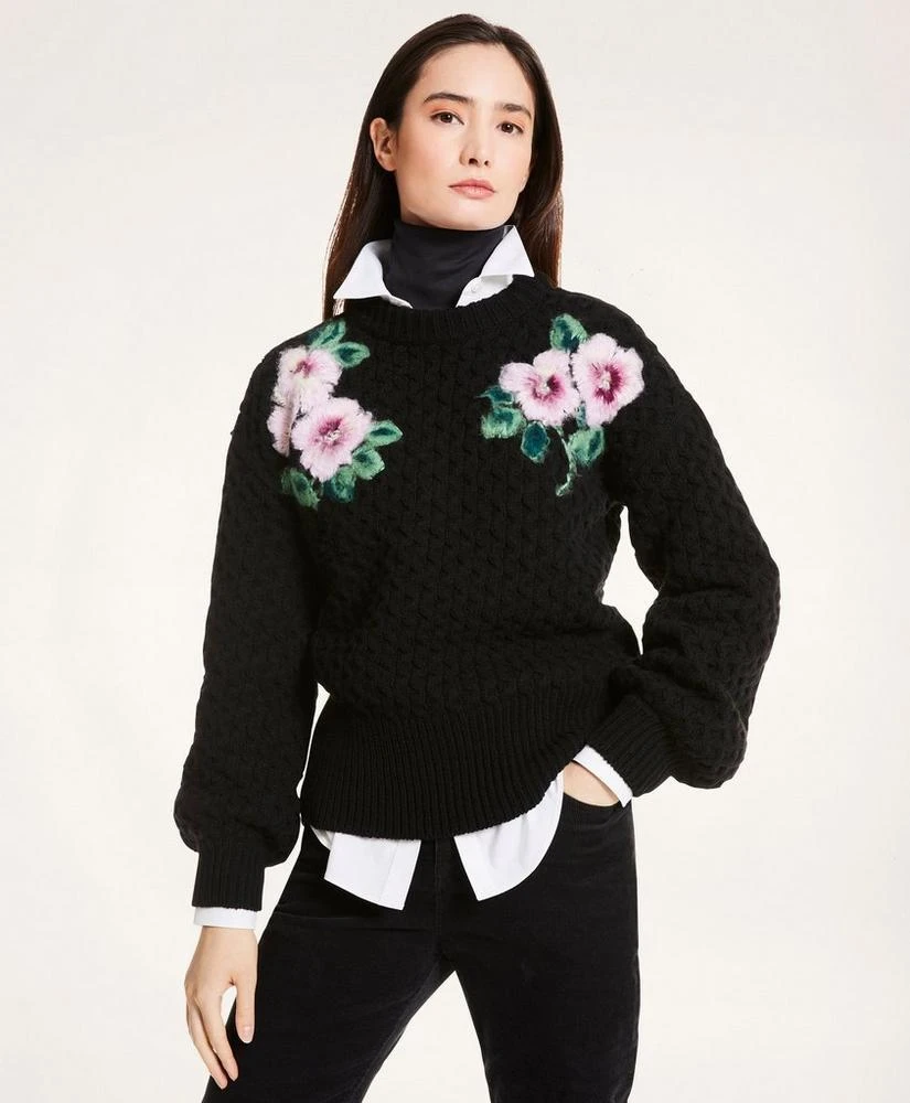 商品Brooks Brothers|Wool Blend Floral Sweater,价格¥1153,第1张图片