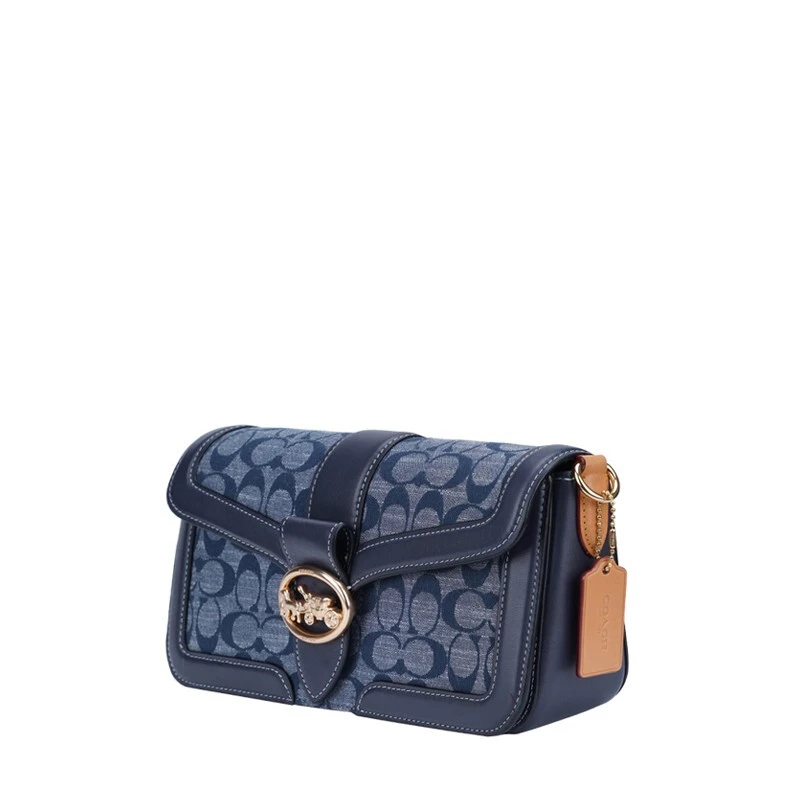 商品Coach|COACH 女士牛仔蓝色PVC配皮单肩手提斜挎包 C4064IMDEI,价格¥2133,第1张图片