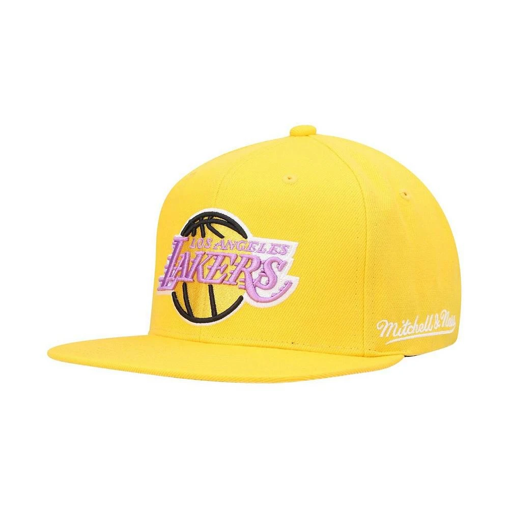 商品Mitchell & Ness|Men's Gold Los Angeles Lakers English Dropback Snapback Hat,价格¥241,第2张图片详细描述