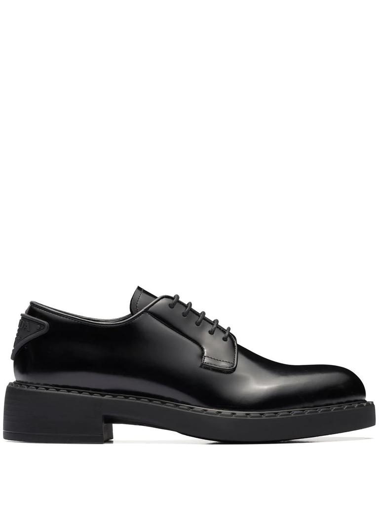 PRADA women's black leather brushed leather derby shoes商品第1张图片规格展示