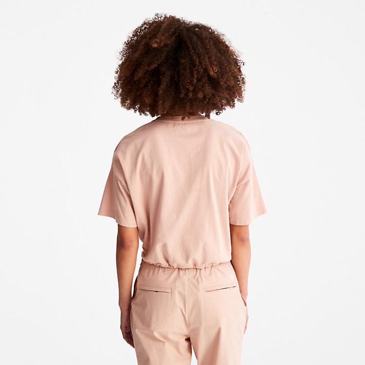 Cropped T-Shirt with Drawstring Hem for Women in Pink商品第2张图片规格展示