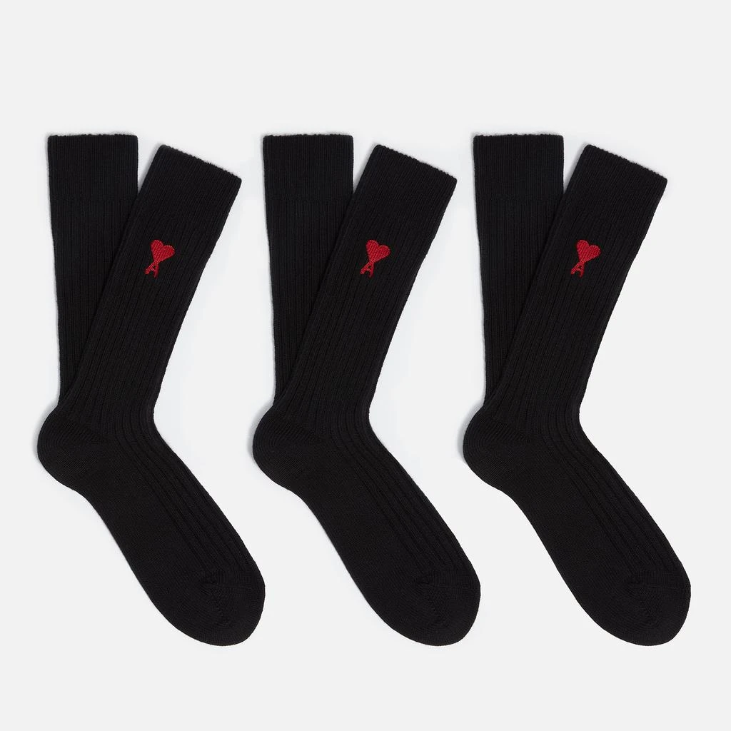 商品AMI|AMI de Coeur Three-Pack Cotton-Blend Socks,价格¥802,第1张图片
