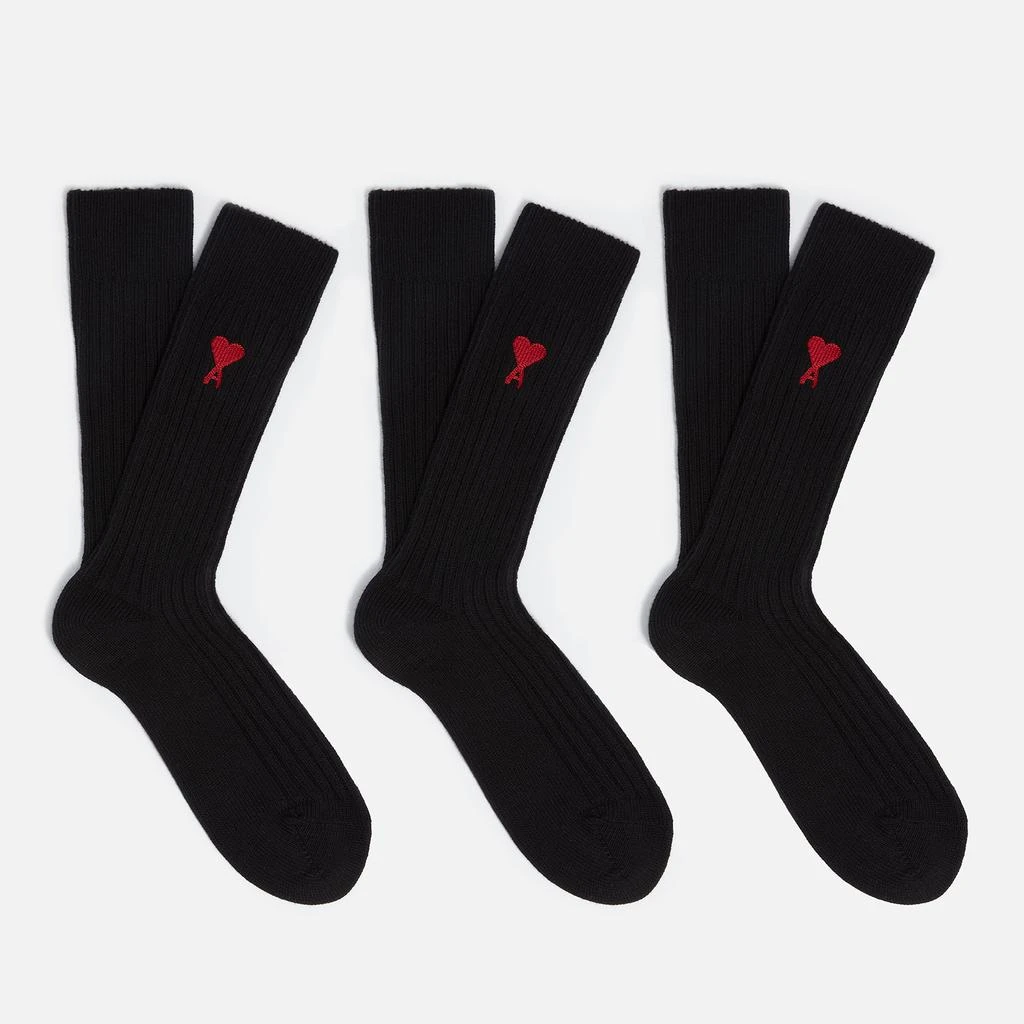 商品AMI|AMI de Coeur Three-Pack Cotton-Blend Socks,价格¥532,第1张图片