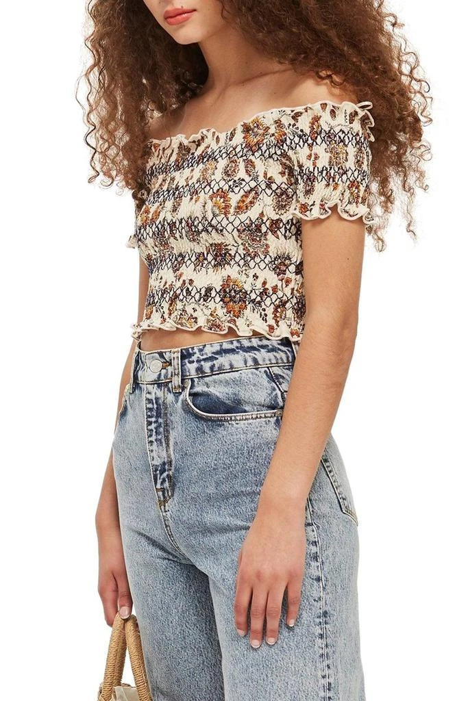 商品Topshop|Trailing Flower Off the Shoulder Top,价格¥51,第1张图片