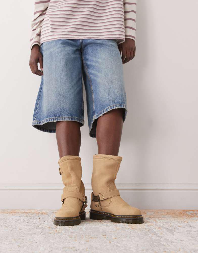 Dr. Martens Tan Brown Leather Harness Boots Anistone Harness Suede Biker Boots in Savannah Tan | Dr. Martens main image 4