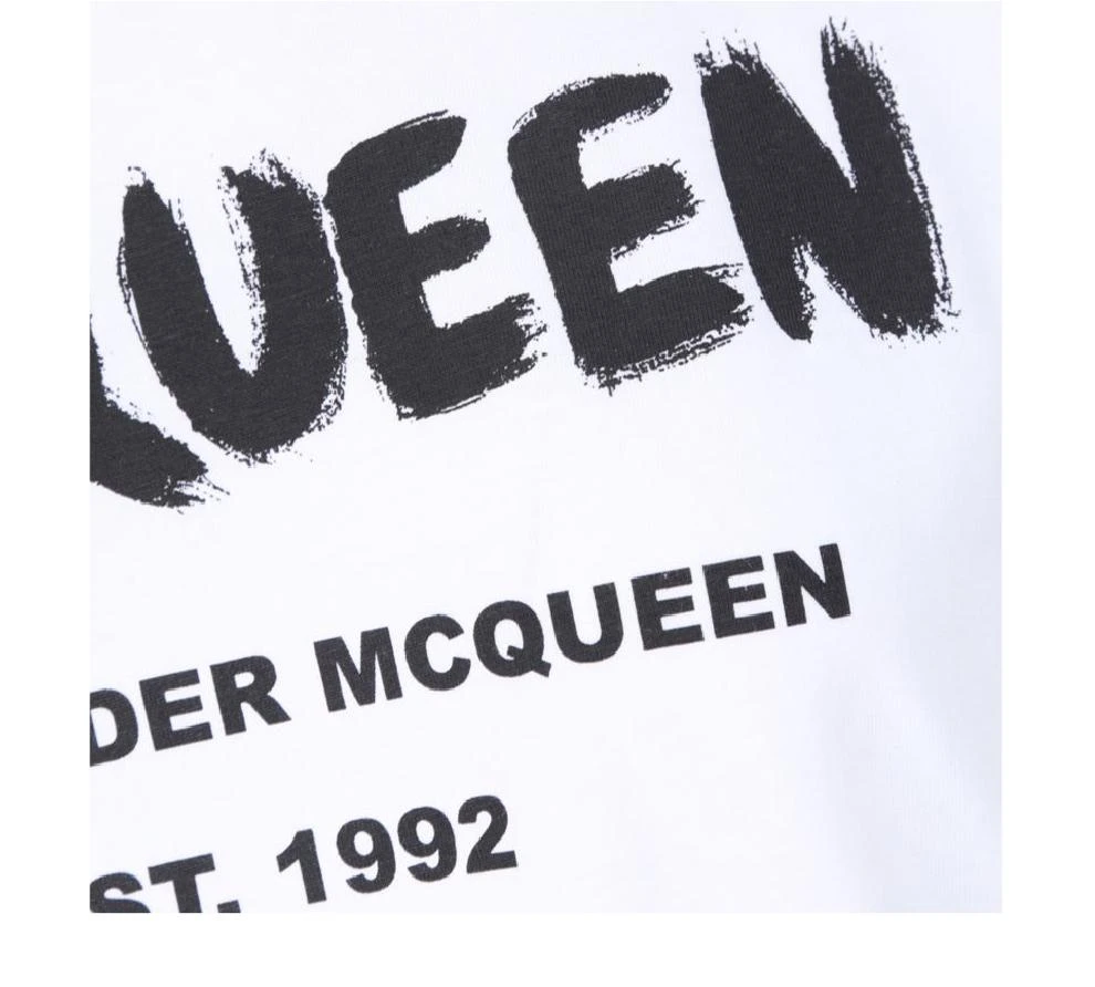 商品Alexander McQueen|白色棉质印花圆领短袖T恤【香港仓极速发货】,价格¥1899,第5张图片详细描述