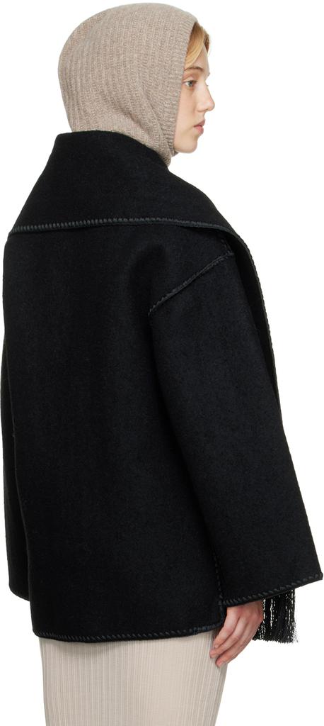 Black Embroidered Scarf Jacket商品第3张图片规格展示