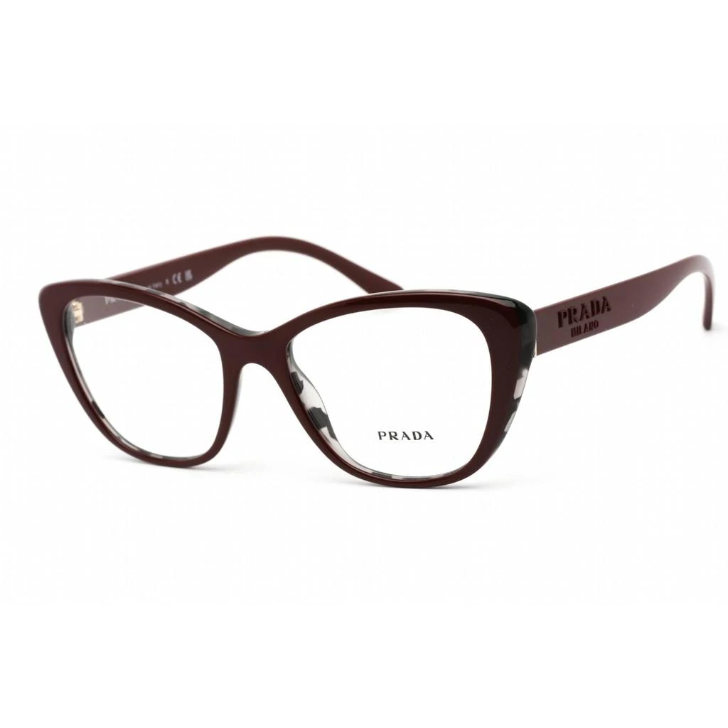 商品Prada|Prada Women's Eyeglasses - Bordeaux/Grey Havana Plastic Cat Eye | 0PR 04WV 07H1O1,价格¥780,第1张图片