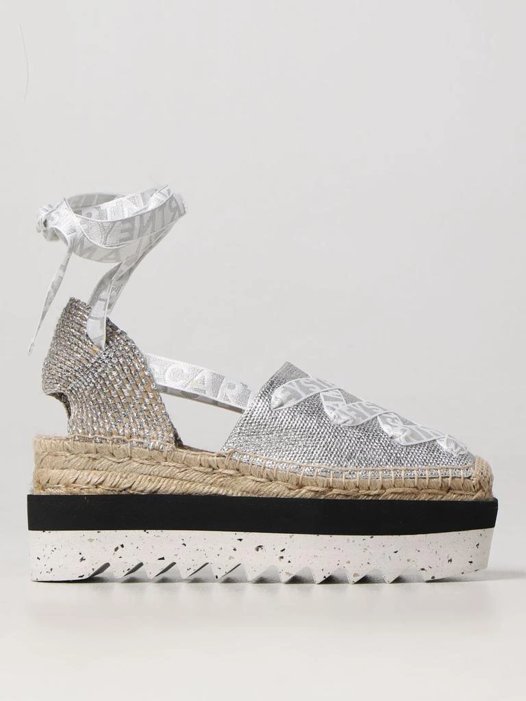 商品Stella McCartney|Gaia Stella McCartney platform espadrilles in laminated canvas,价格¥1894,第1张图片