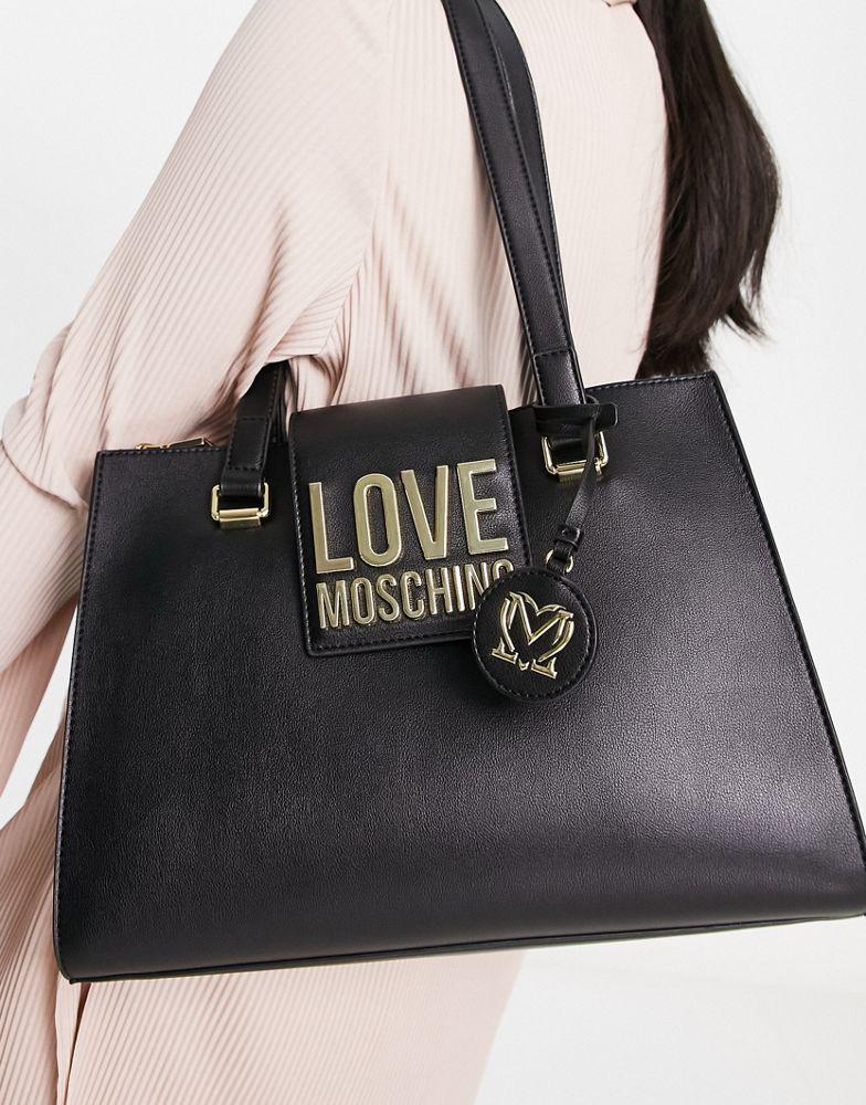 Love Moschino long handle shoulder bag in black商品第4张图片规格展示