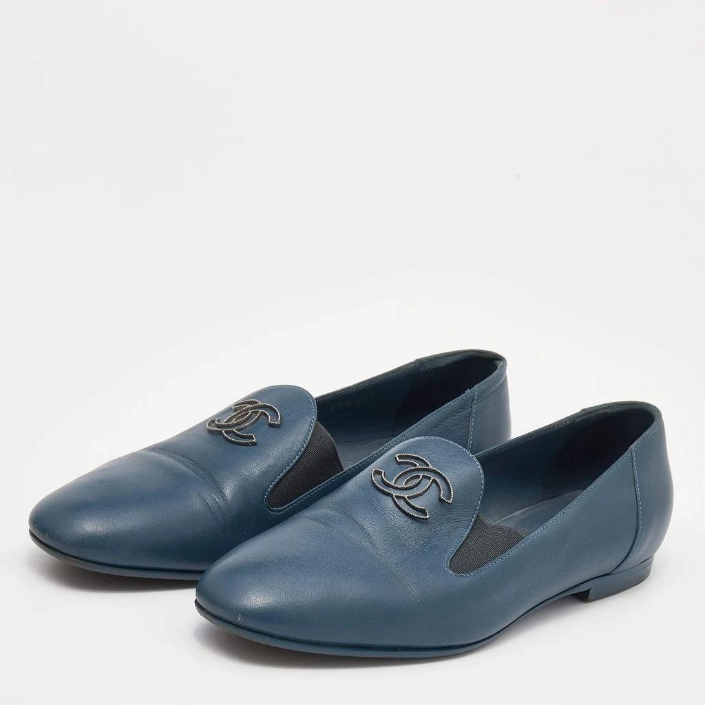 商品[二手商品] Chanel|Chanel Blue Leather CC Slip On Loafers Size 36.5,价格¥3952,第2张图片详细描述