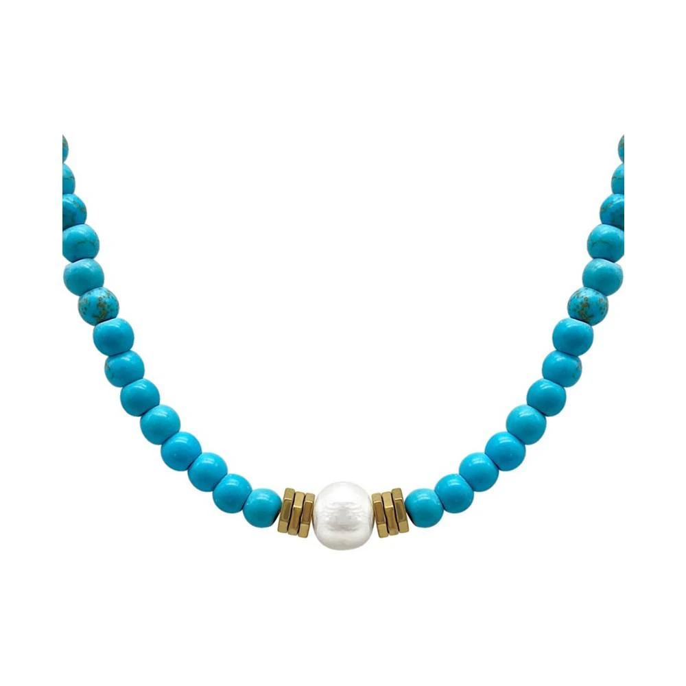 商品ADORNIA|17.5" Faux Turquoise Beaded Necklace with Imitation Pearl,价格¥254,第3张图片详细描述