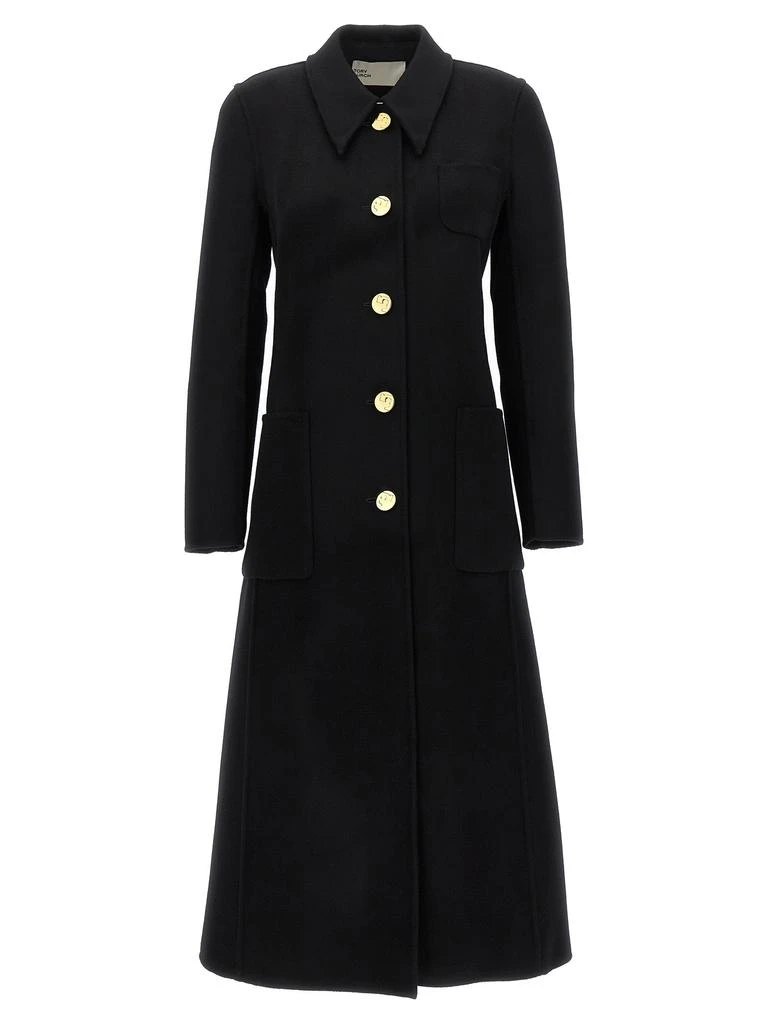 商品Tory Burch|Single-Breasted Wool Coat Coats, Trench Coats Black,价格¥6632,第1张图片