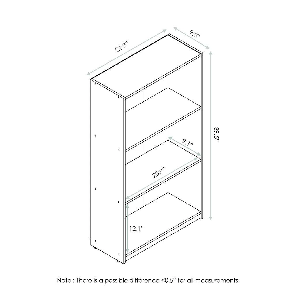 商品Furinno|99736 Basic 3-Tier Bookcase Storage Shelves, Sonoma Oak,价格¥537,第2张图片详细描述