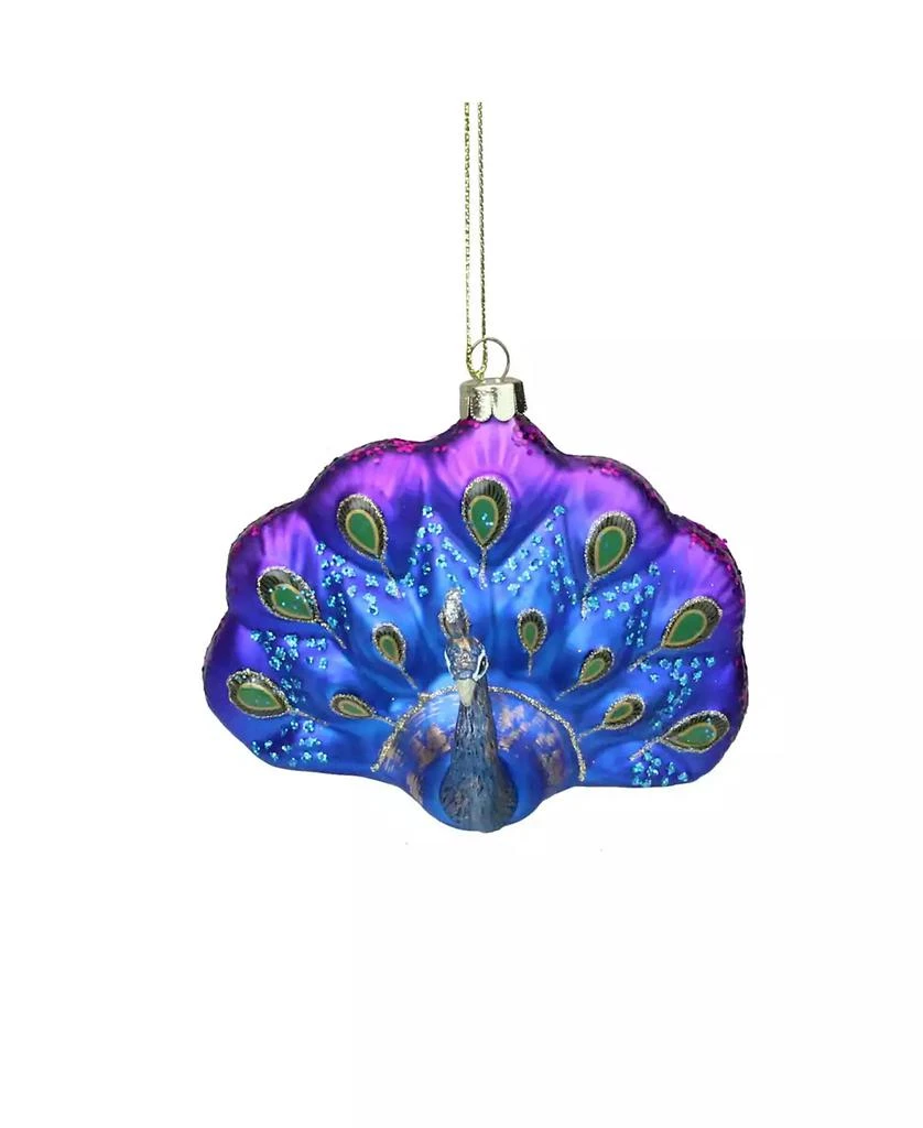 商品Northlight|4.25" Regal Peacock Blue and Purple Glittered Glass Peacock Christmas Ornament,价格¥150,第1张图片