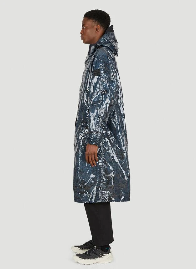 商品Stone Island|High Shine Hooded Coat in Blue,价格¥4593,第3张图片详细描述