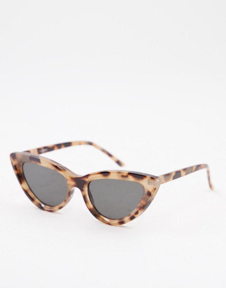 ASOS DESIGN frame bevelled cat eye sunglasses in milky tort - BROWN商品第1张图片规格展示
